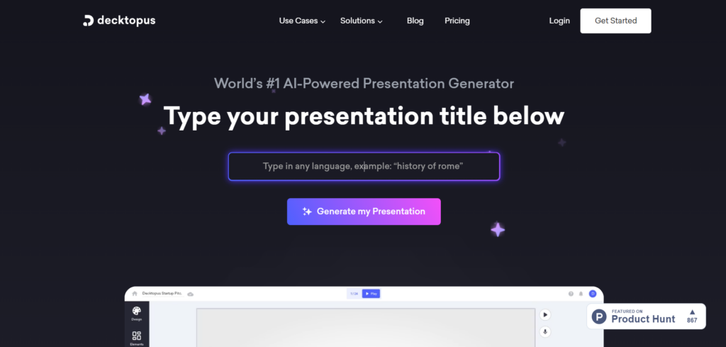 Decktopus - AI-powered presentation generator