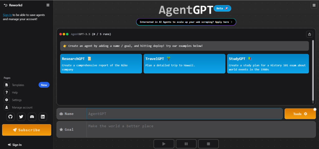 AI Task Automation Tools - AgentGPT