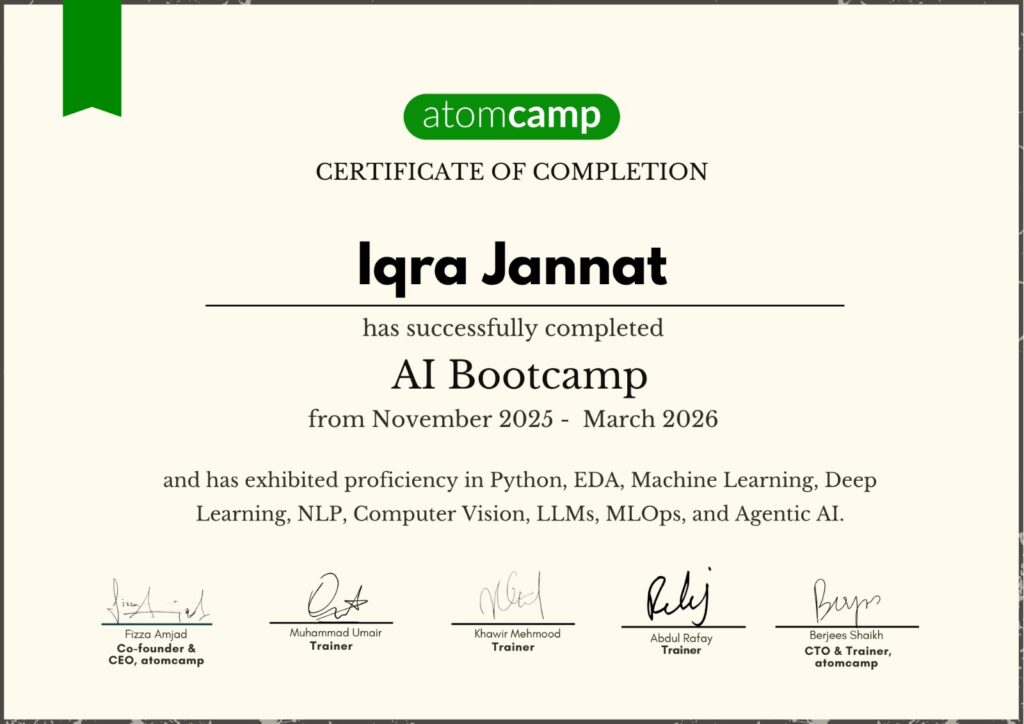 AI botocamp, AI Course Certificate
